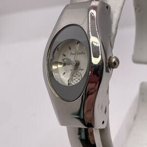 Paul Jardin Womens Silver Cuff Bangle Watch Works New Battery